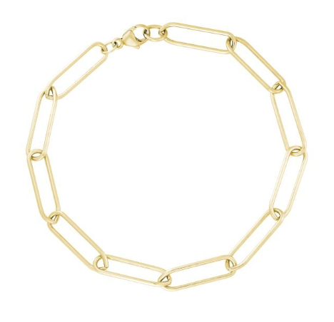 R20-0303-007 Rembrandt Gold Plated Sterling Silver 7inch Paper Clip Bracelet 0