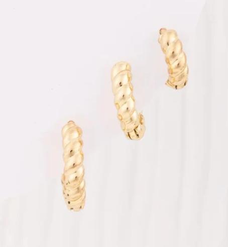 73033 Michelle McDowell Luxe Willa Earrings 18K Yellow Gold Plated 3 Piece Earring Set 0