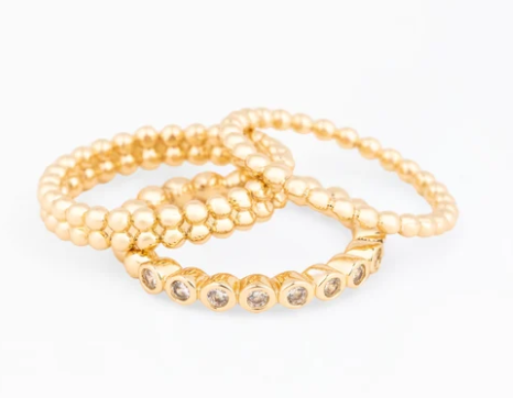 78557 Michelle McDowell Mila 18K Gold Plated Rings 3 Piece Set 0