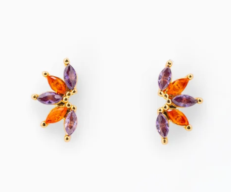 75542 Michelle McDowell Jones Purple and Orange Earrings Gold Tone 0