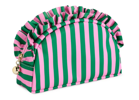 02-62-149GR Shiraleah Stripe Ruffle Zip Pouch Green 0