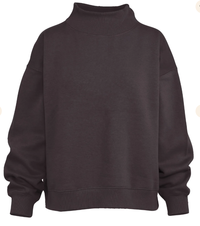 RDG65429SLD Royce Apparel Lingo LS Mock Oversized Crew Fleece Espresso 0