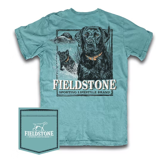 976 Fieldstone Black Lab Portrait T-Shirt Seafoam 0