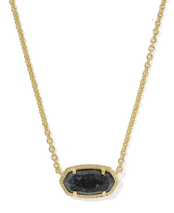9608897858 Kendra Scott Elisa Boo Pendant Necklace Gold Tone Black Granite 0