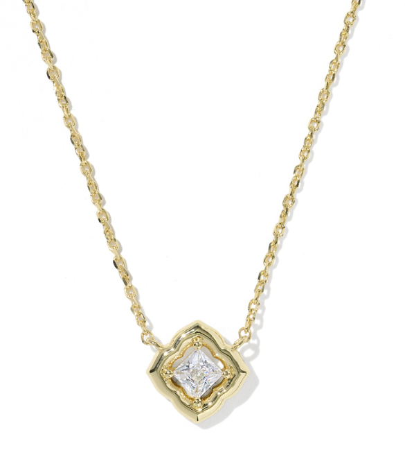 9608805658 Kendra Scott Mallory Crystal Pendant Necklace Gold Tone 0