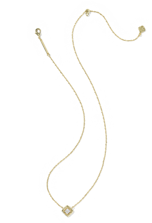 9608805658 Kendra Scott Mallory Crystal Pendant Necklace Gold Tone 0