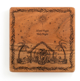2020250137 Silent Night Holy Night Etched Wood Trivet 0