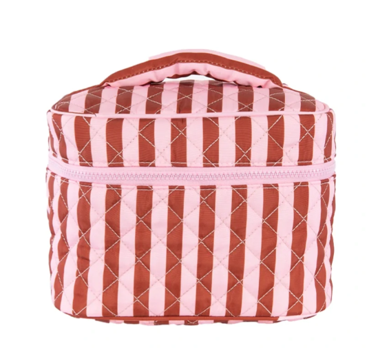 KDC-MB-113_PNK_WNE Katydid Pink & Wine Striped Make Up Bag 0
