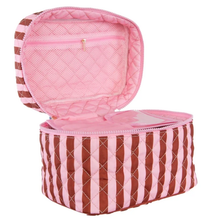 KDC-MB-113_PNK_WNE Katydid Pink & Wine Striped Make Up Bag 0