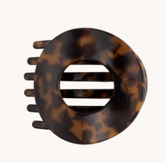 TT-FCS04-001 Teleties Tortoise Small Flat Open Circle Hair Clip 0