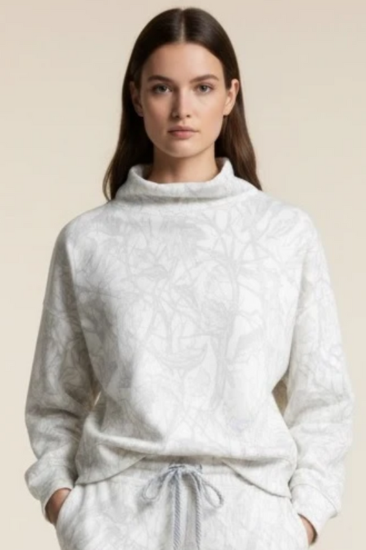 RDG65WC9SLD Royce Brand "Flodge" LS Mock-Neck Blousant White Camo Oversized Fleece 0