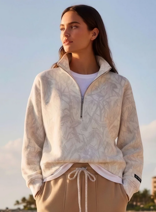 RDG67WC4SLD Royce Brand "Chase" LS 1/4 Zip Mock-Neck Blousant Oversized Fleece Icy Woodland 0