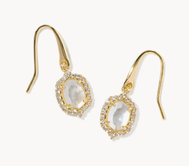 9608806765 Kendra Scott Daphne Crystal Frame Drop Earrings Gold Tone Ivory Mother of Pearl 0