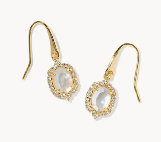 9608806765 Kendra Scott Daphne Crystal Frame Drop Earrings Gold Tone Ivory Mother of Pearl 0