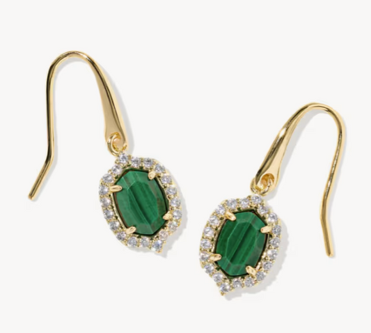 9608806768 Kendra Scott Daphne Crystal Frame Drop Earrings Gold Tone Green Malachite 0