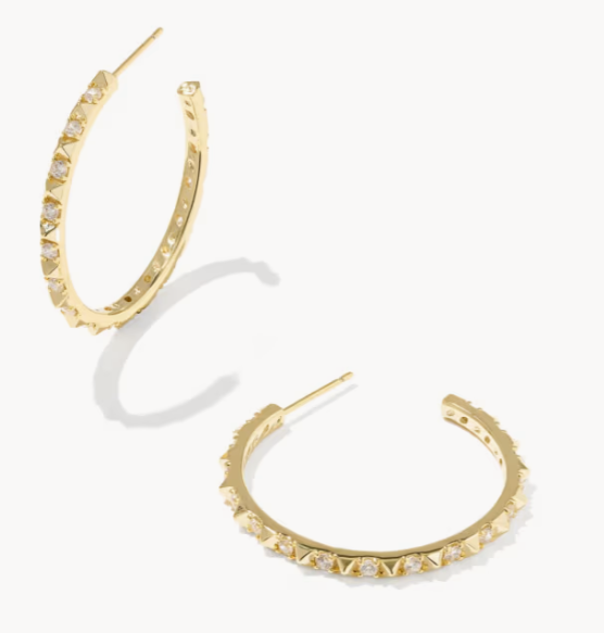 9608806831 Kendra Scott Fate Hoop Earrings Gold Tone Metal White CZ 0