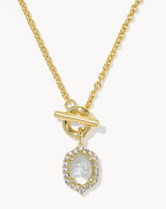 9608806760 Kendra Scott Daphne Crystal Frame Toggle Necklace Gold Tone Ivory Mother of Pearl 0