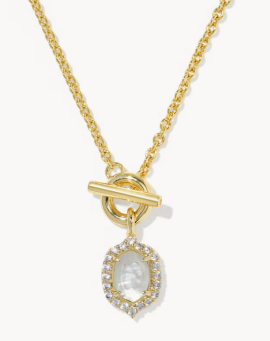 9608806760 Kendra Scott Daphne Crystal Frame Toggle Necklace Gold Tone Ivory Mother of Pearl 0