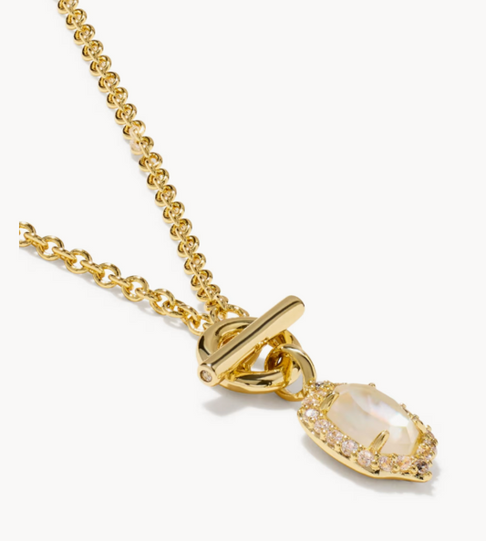 9608806760 Kendra Scott Daphne Crystal Frame Toggle Necklace Gold Tone Ivory Mother of Pearl 0