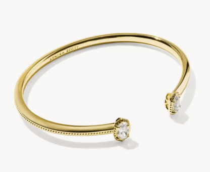 9608806899 Kendra Scott Mini Elton Luxe Cuff Bracelet Gold Tone Metal White CZ 0