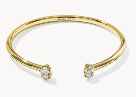 9608806899 Kendra Scott Mini Elton Luxe Cuff Bracelet Gold Tone Metal White CZ 0