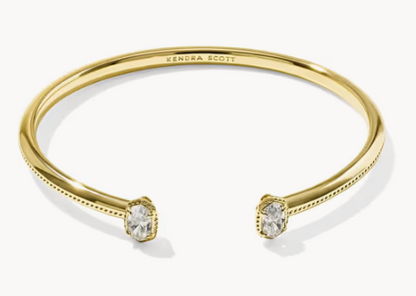 9608806899 Kendra Scott Mini Elton Luxe Cuff Bracelet Gold Tone Metal White CZ 0