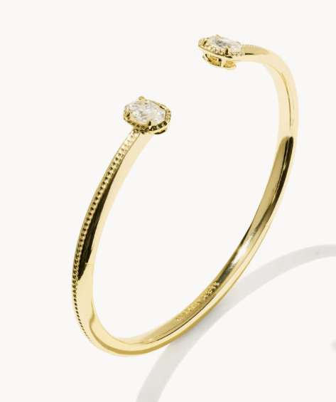 9608806899 Kendra Scott Mini Elton Luxe Cuff Bracelet Gold Tone Metal White CZ 0