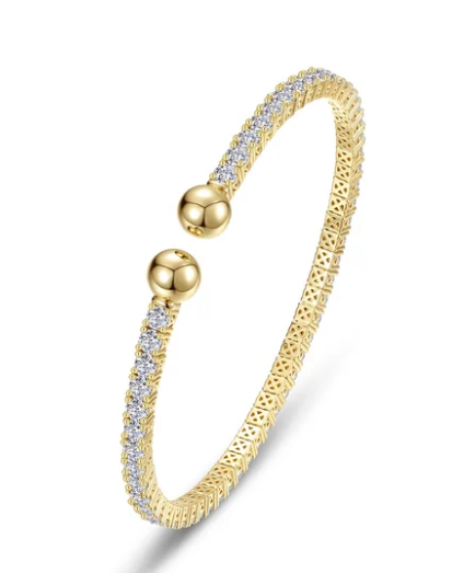 B0229CLG68 Lafonn Gold Plated Sterling Silver 6.27CTW Lassaire Stone The Embrace Sphere Tennis Cuff 6.8" 0