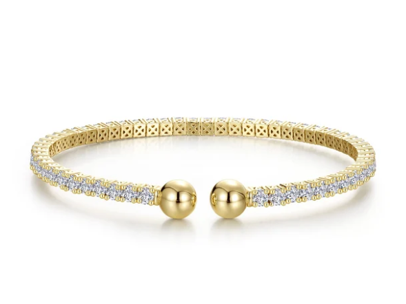 B0229CLG68 Lafonn Gold Plated Sterling Silver 6.27CTW Lassaire Stone The Embrace Sphere Tennis Cuff 6.8" 0