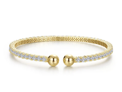 B0229CLG68 Lafonn Gold Plated Sterling Silver 6.27CTW Lassaire Stone The Embrace Sphere Tennis Cuff 6.8" 0