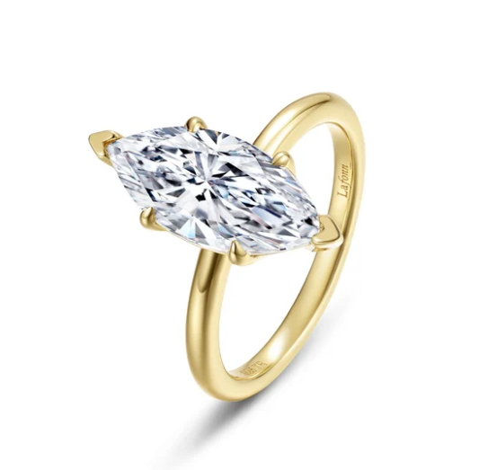 R0590CLG Lafonn Gold Plated Sterling Silver The Poise 3.0CT Marquise Lassaire Solitaire 0