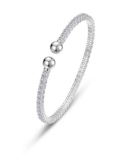 B0229CLP68 Lafonn Sterling Silver 6.27CTW Lassaire Stone The Embrace Sphere Tennis Cuff 6.8" 0
