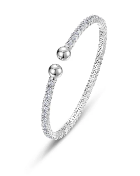 B0229CLP68 Lafonn Sterling Silver 6.27CTW Lassaire Stone The Embrace Sphere Tennis Cuff 6.8" 0