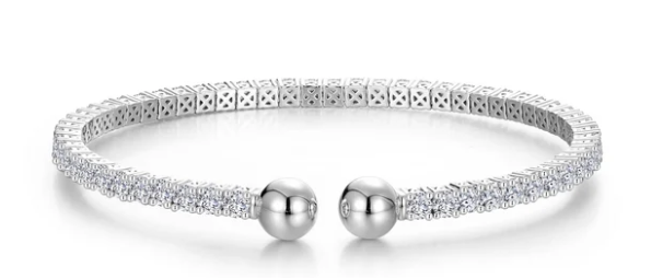 B0229CLP68 Lafonn Sterling Silver 6.27CTW Lassaire Stone The Embrace Sphere Tennis Cuff 6.8" 0
