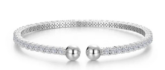B0229CLP68 Lafonn Sterling Silver 6.27CTW Lassaire Stone The Embrace Sphere Tennis Cuff 6.8" 0