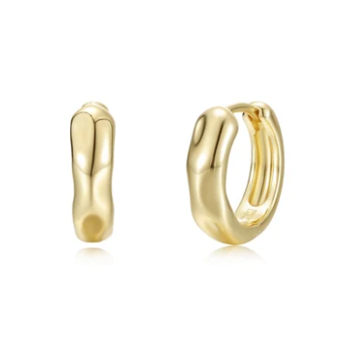 E0711NSG00 Lafonn Gold Plated Sterling Silver Molten Huggie Earrings 0