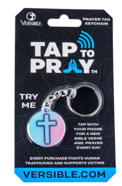 100-334 Tap to Pray Acrylic Keychain Pastel + Cross 0