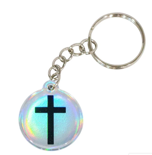 100-345 Tap to Pray Acrylic Keychain Crystal + Cross 0