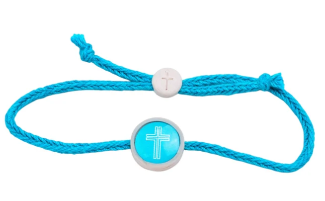 100-471 Tap to Pray Survivor Series Bracelet - Turquoise + Cross 0