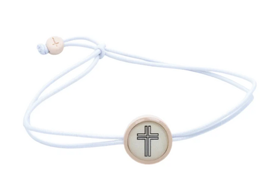 100-738 Tap to Pray Survivor Series Bungee Bracelet - Vanilla + Cross 0