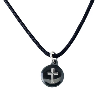 100-586 Tap to Pray Survivor Series Onyx + Cross Black Cord Necklace 0