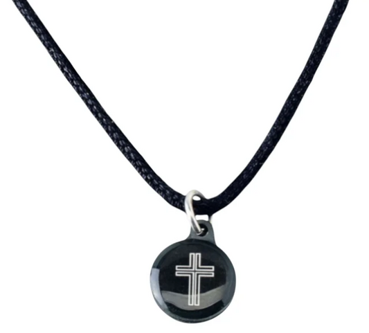 100-586 Tap to Pray Survivor Series Onyx + Cross Black Cord Necklace 0