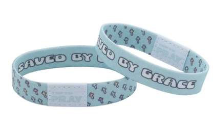 100-854 Tap to Pray Wristband - Crosses Saved By Grace 0