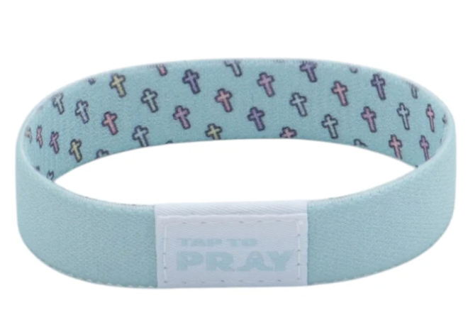 100-854 Tap to Pray Wristband - Crosses Saved By Grace 0