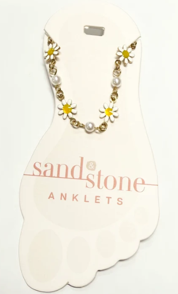 SS-ANKG21 Sand and Stone Gold Tone Daisy Anklet 0