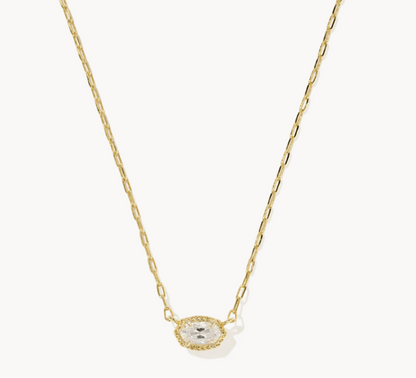 9608806881 Kendra Scott Mini Elisa Luxe Pendant Necklace Gold Tone White CZ 0