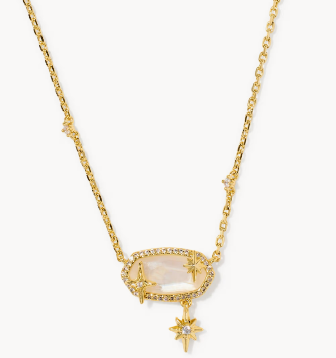 9608806812 Kendra Scott Elisa Star Pendant Necklace Gold Tone Crystal Ivory Illusion 0