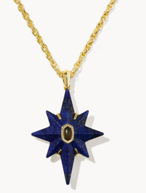 9608806819 Kendra Scott Fate Star Pendant Necklace Gold Tone Blue Lapis 0
