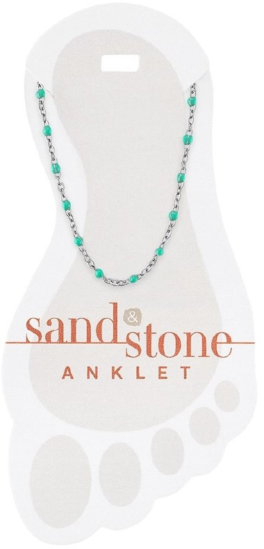 SS-ANKS16 Sand & Stone Silver Tone Petite Blue Beaded Chain Anklet 0