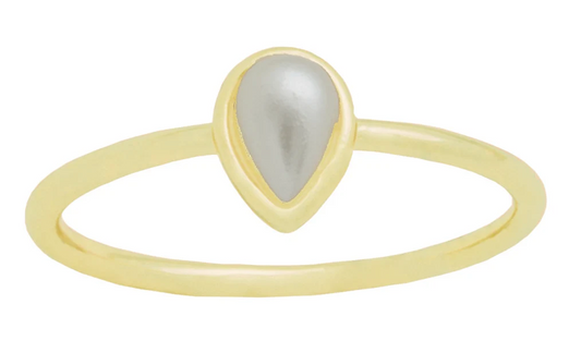 LAY-RING2/G Layers Teardrop Pearl Gold Tone Layers Ring 0